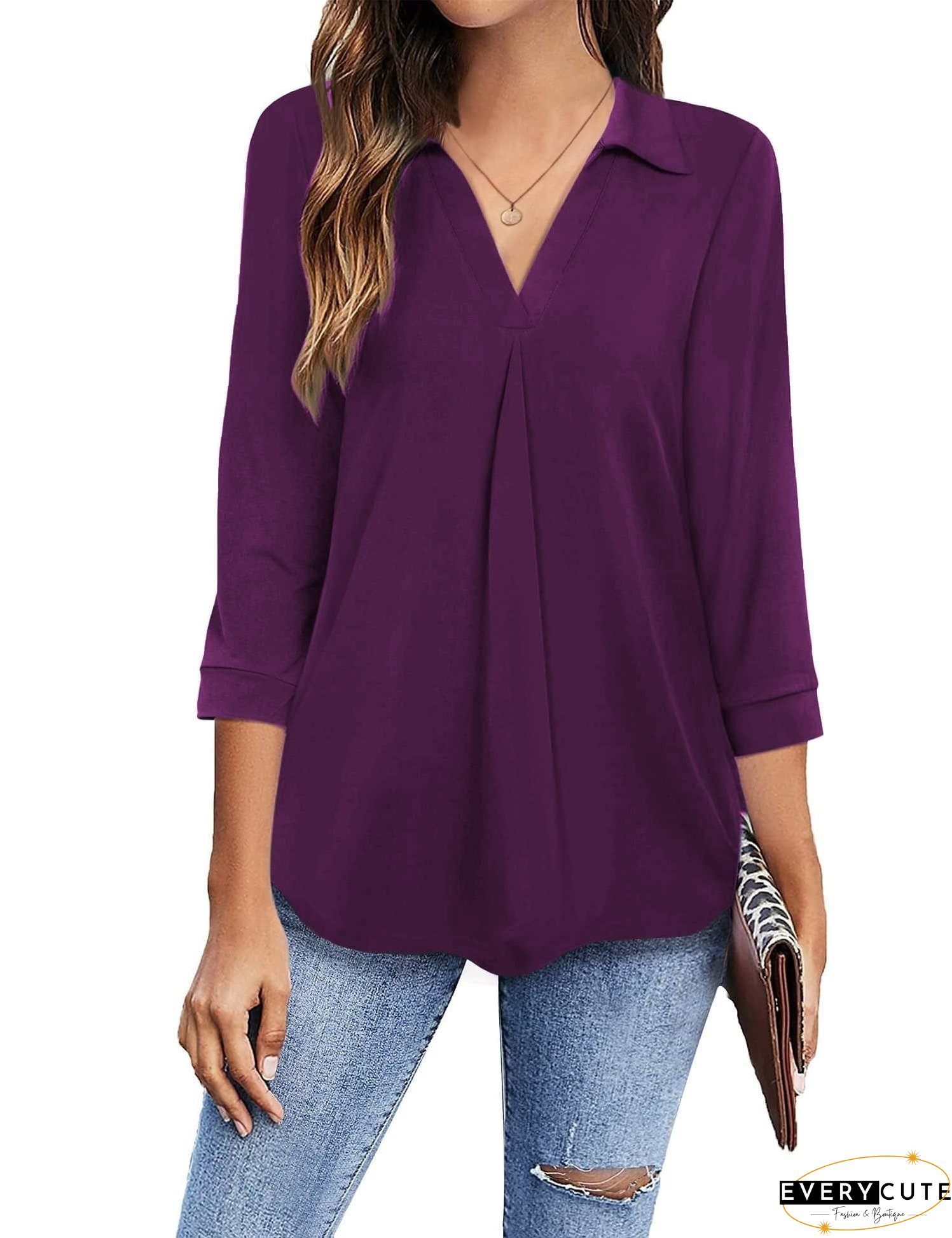 Plus Size V Neck Blouse