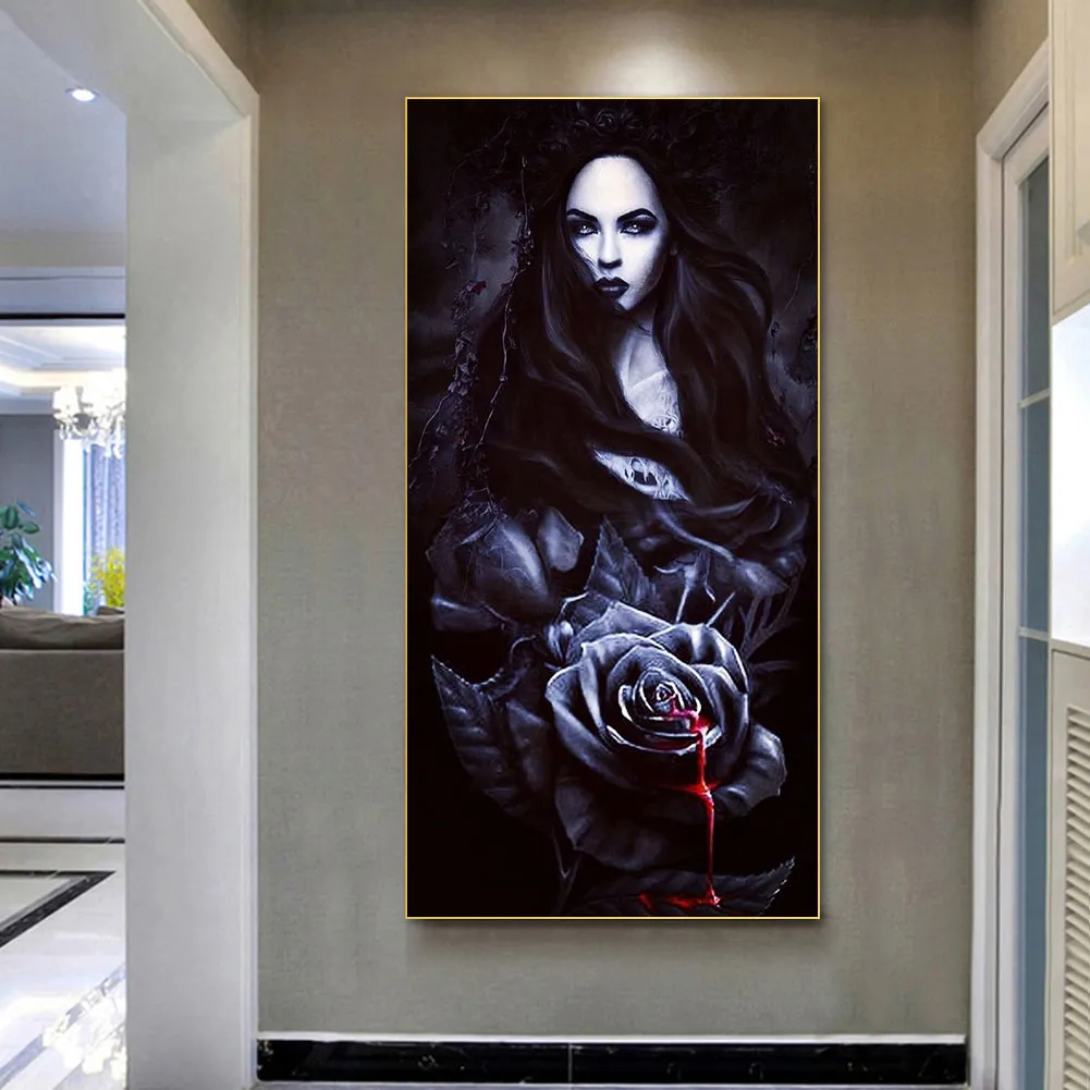 Full Round Diamond Painting 40*80cm - Dark Rose Girl