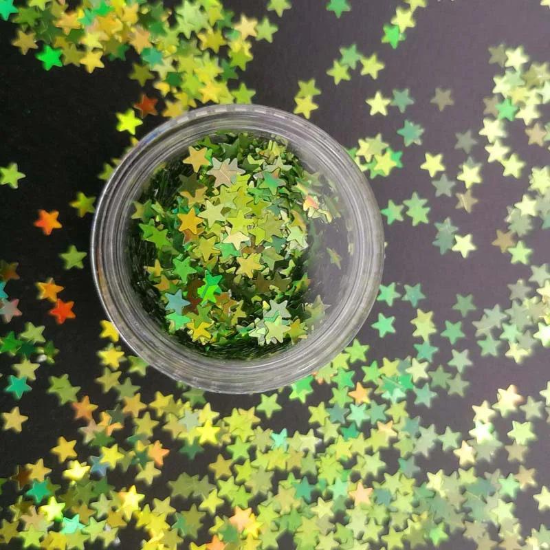 3mm Sequins DIY Flat Five-pointed Star Moon Sequin Paillettes Sewing Craft DIY Laser Silver Nail Sequin Accessories Decorations