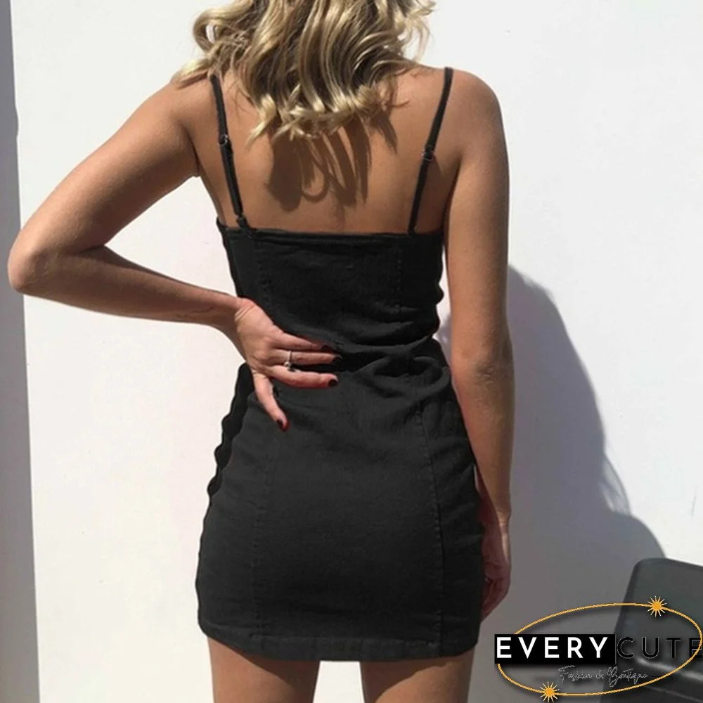 New Women's Dress Spring and Summer Ring Zipper Sexy Fashion Strap Dress