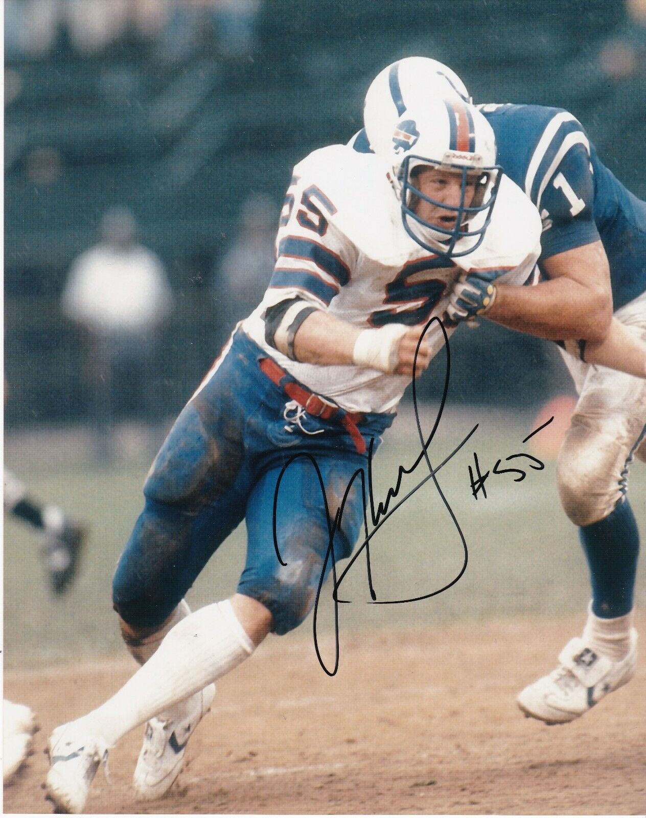 JIM HASLETT BUFFALO BILLS ACTION SIGNED 8x10