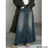 Washed Vintage Long Denim Skirt