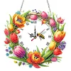 DIY Tulips Diamond Clock Art Pendant Home Wall Decoration Crafts