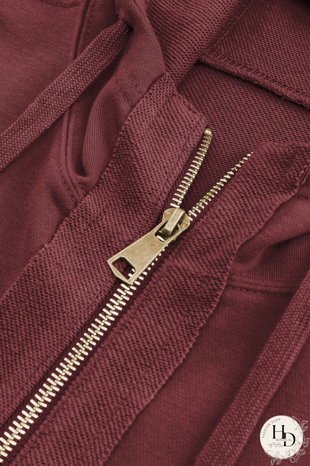 Brown Exposed Seam Zip-Up Hoodie with Raw Hem