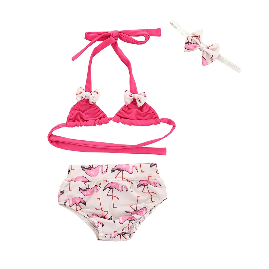 Infant Baby Girls Kid Sunflower Swimsuit Suit, Bikini + Panties + Bow Headband, Adjustable Strap Sunflower Print Summer Clothing