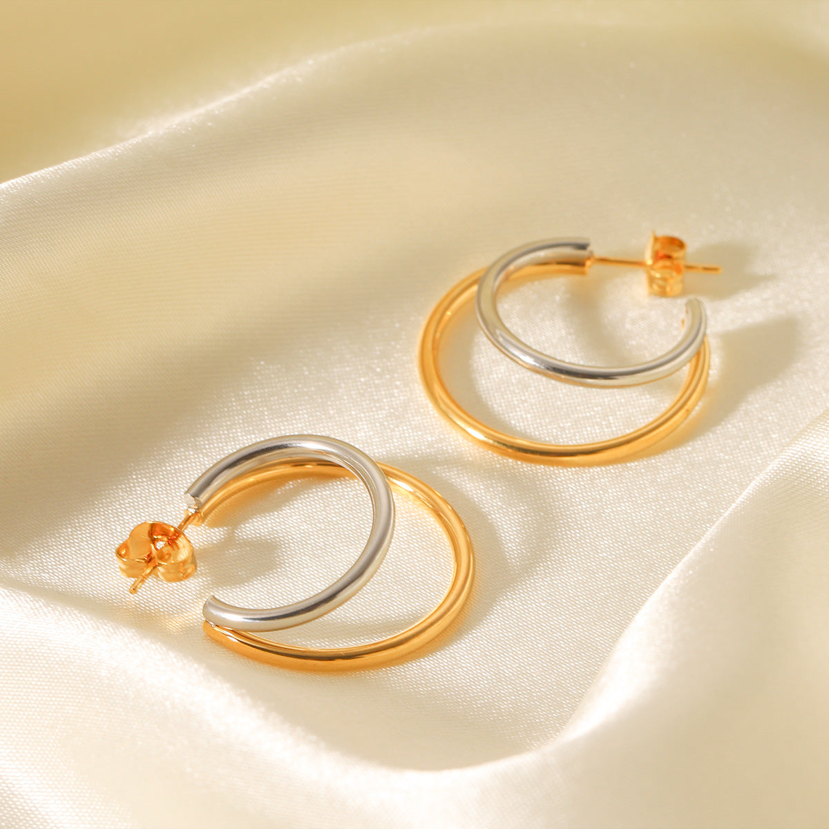 IG Style Stripe Circle Geometric Stainless Steel Electroplating Earrings