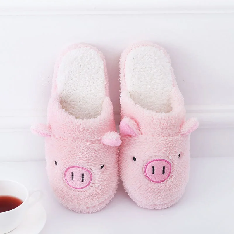 Women's Slippers for Home Velvet Plush Slippers Indoor Female Home Slippers Cute Cartoon Soft Slippers TPR Non-slip Female Shoes