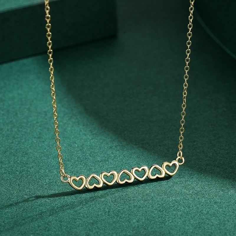 925 Sterling Silver Cable Chain Plating Hollow Out Heart Shape Necklace