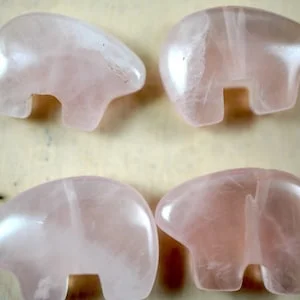pornhint Pornhint 19x13mm Zuni Bear Animal Fetish Beads made of Rose Quartz, center drilled, polished, and untreated, Destash closeout January Birthstone BB62