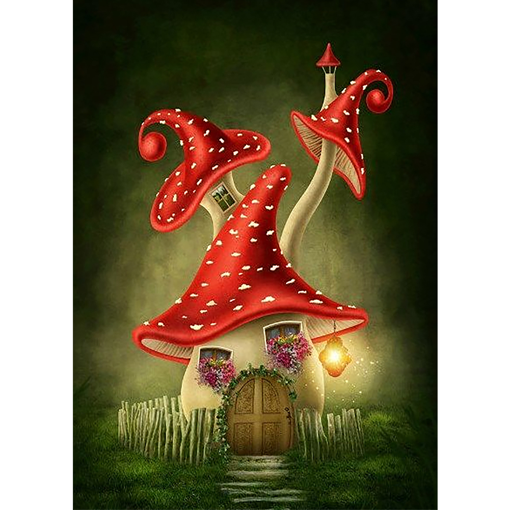 

30*40CM - Round Drill Diamond Painting - Mushroom House, 501 Original