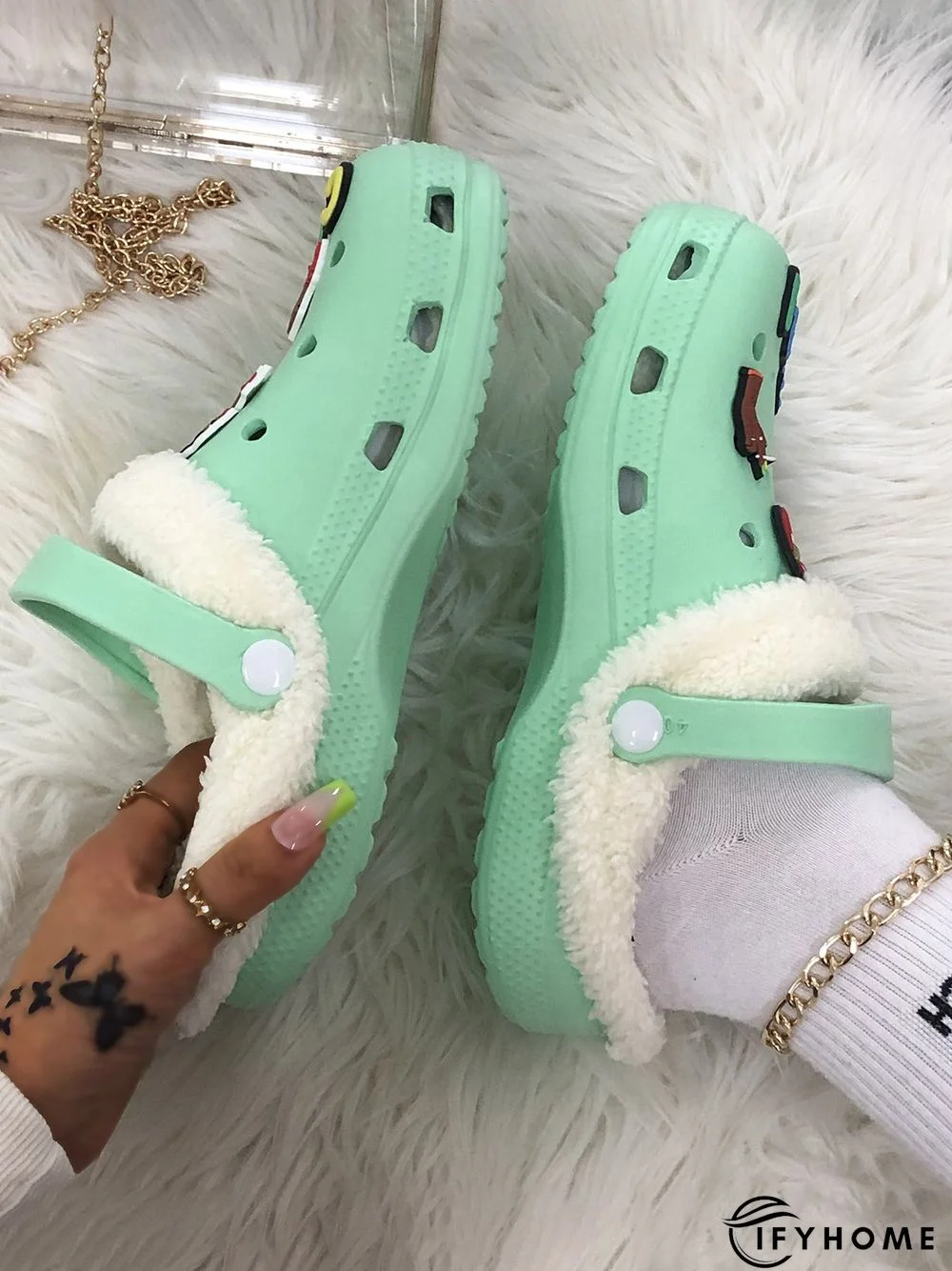 Text Letters Decor Casual EVA Vented Clogs Sandals | IFYHOME