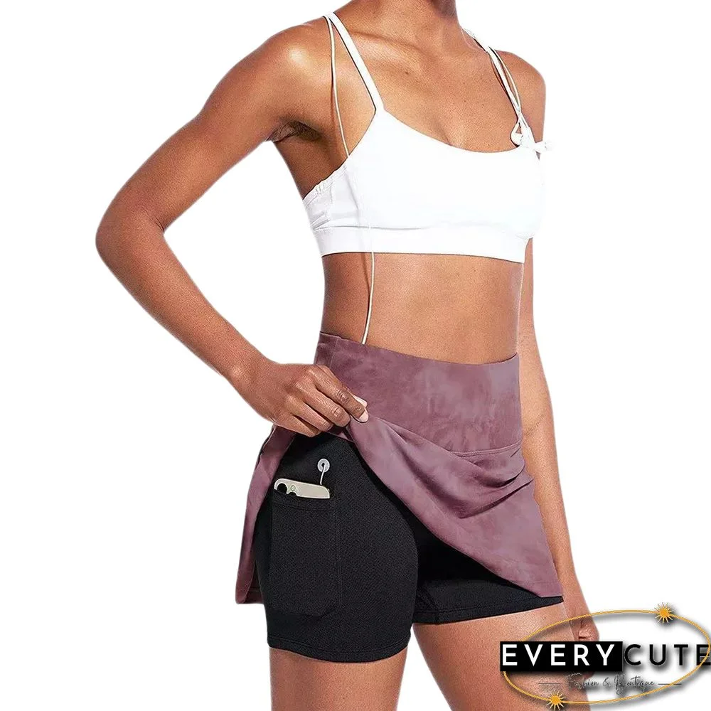 Pink Print High Waist Pleated Mini Culotte