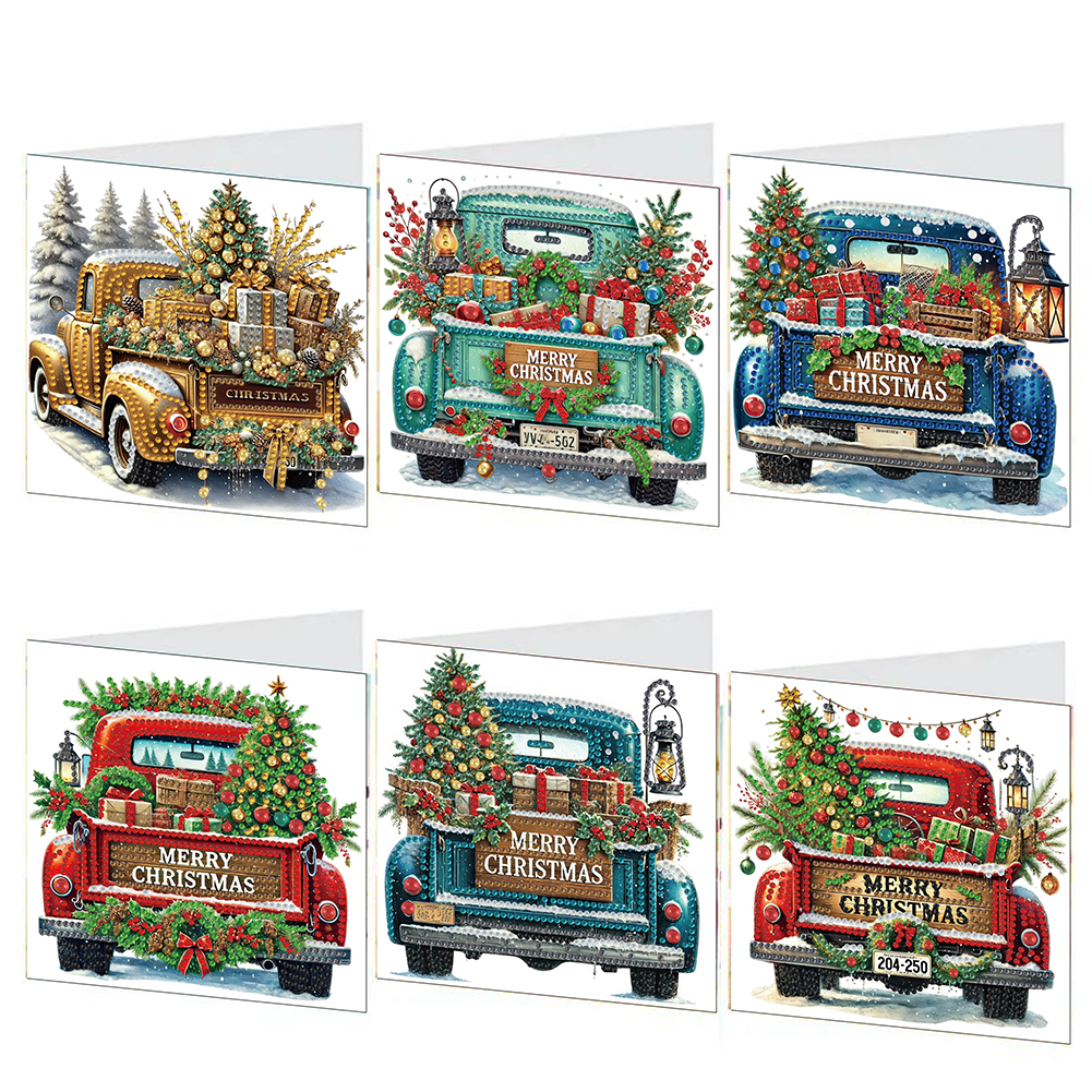 6PCS DIY Diamond Art Greeting Cards Xmas Designs for Celebrations Gift (h037)