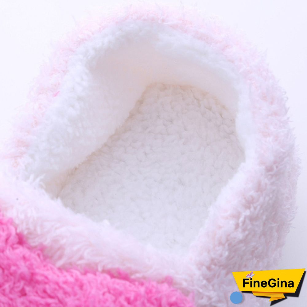 Lovely Big Heart-Shaped Women Slippers Warm Soft Sole Plush Home Floor Covered Heel Shoes
