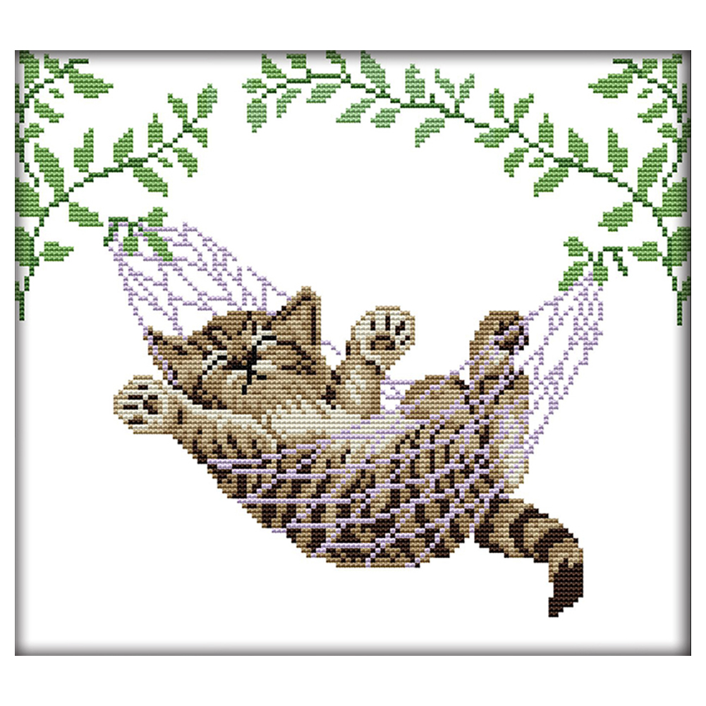 

Basket Cat - 14CT Stamped Cross Stitch - 32*30CM, 501 Original