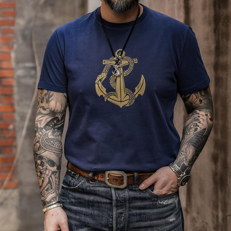 Men's Casual Printed Round Neck Short-Sleeved T-Shirt