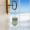1 Porte-cl&eacute;s DIY 3D en diamant de hibou jaune avec boucle en homard Porte-cl&eacute;s en diamant double face avec cha&icirc;ne de cristal &agrave; strass en mosa&iuml;que de diamants cadeau unique fait main