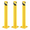 Aysiofdy Safety Bollards Post, Industrial Yellow Powder Coated Steel Bollards with Anchor Bolts, Parking Bollard Post for High Traffic Areas,42"hx4.5"d Traffic Post(3 PCS)