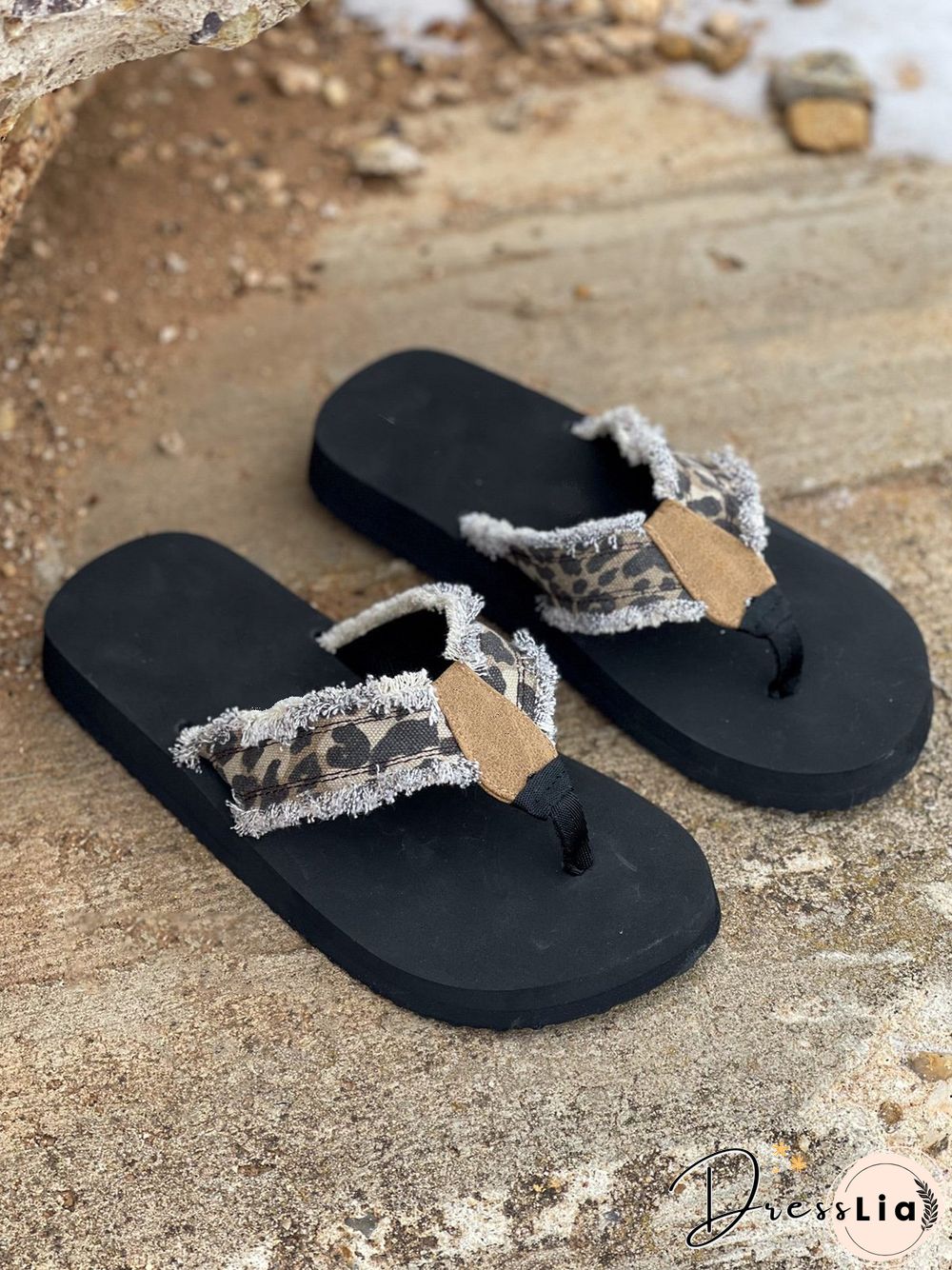 Leopard Print Flip Flop Sandals