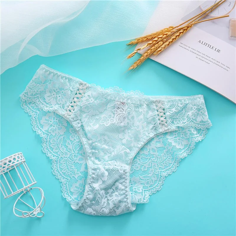Sexy Underwear Women Lace Panties Female Underpants Floral Lace Briefs 8 Solid Color Panties Lingerie Soft Cotton Crotch Pantys