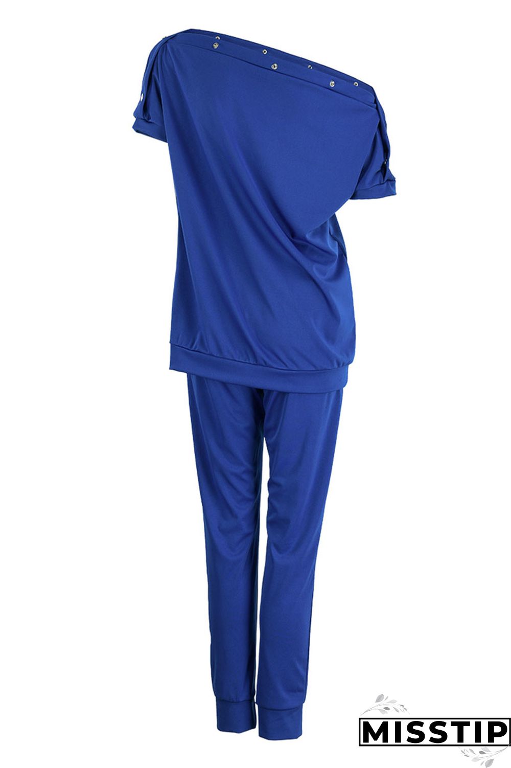 Black Casual Solid Patchwork Oblique Collar Short Sleeve Two Pieces