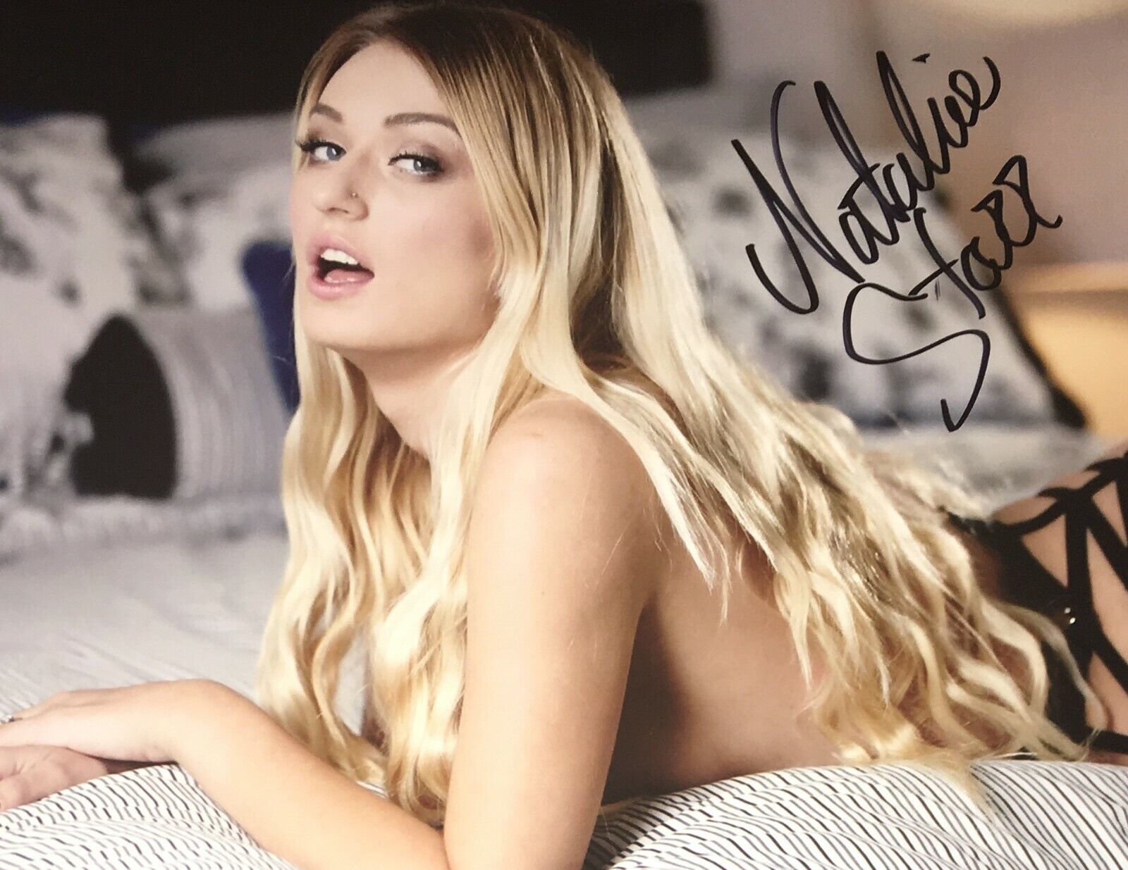 Natalia Starr Topless Covered Sexy Adult Model Signed 8x10 Photo Poster painting COA Proof N4