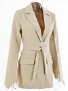 Solid Color Belt Blazer
