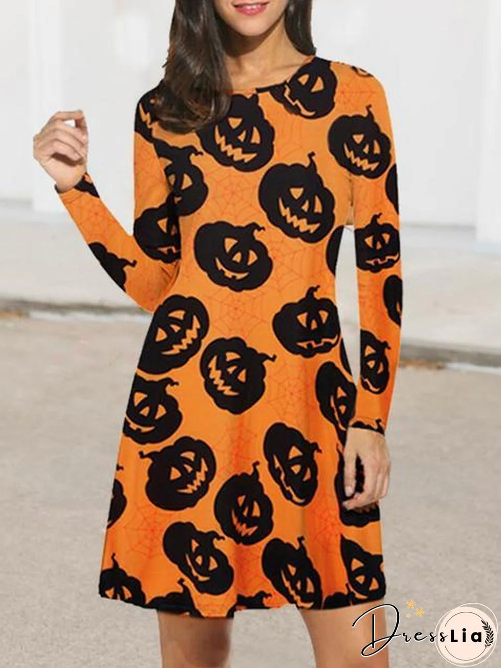 Round Neck Casual Halloween Dress