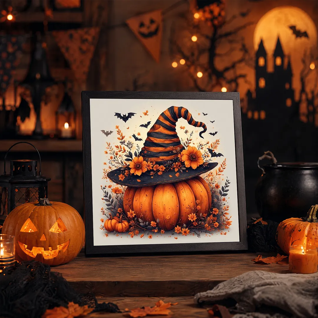 Halloween C Full DIY 5D Square Drill Diamond Dots Paintings Picture Arts Craft 13.78x13.78Inch Crystal Art Paint by Diamond Diamond Crystal Rhinestones Painting Kits for Adults Beginner Home Wall Deco