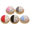 Round Pincushions with Wooden Base Sewing Pin Cushion (Random color) tapestrymarket