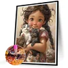Diamond Painting -DIY Round Drill Girl with Pet Character(35x45 CM)