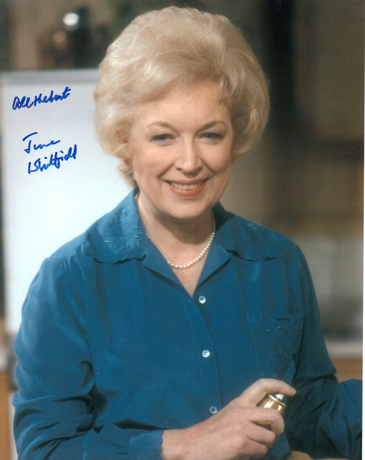 June Whitfield Signed 10 - 8 Photo Poster painting