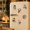 6PCS Snowman DIY Pearl Diamond Painting Christmas Fridge Magnets, Sparkling Rhinestone Refrigerator Magnet Craft Kit for Home Decor & Gifts