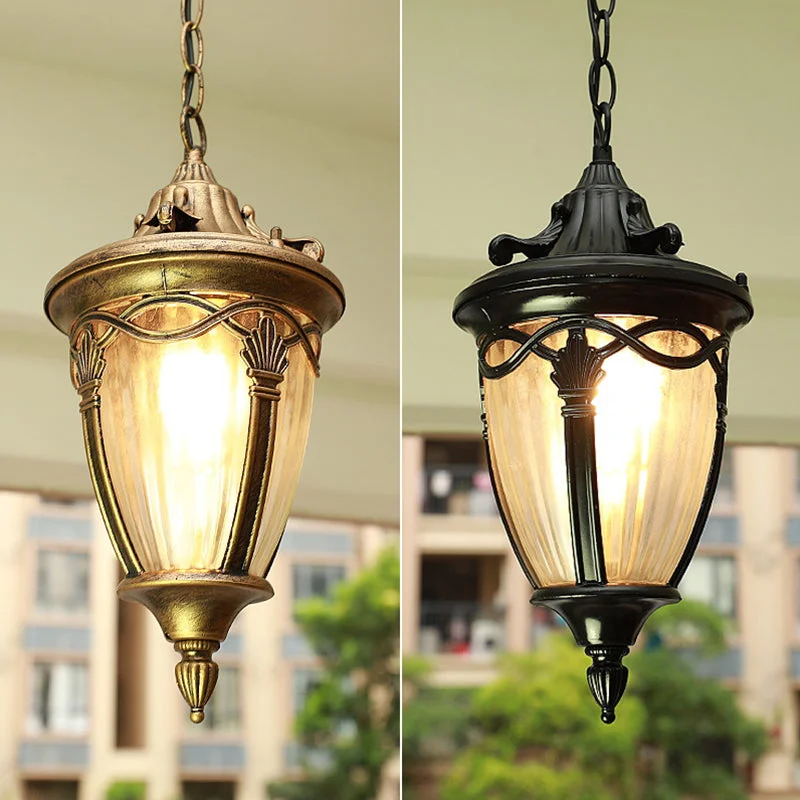 Retro Maple Pattern Outdoor Waterproof Garden Pendant Light