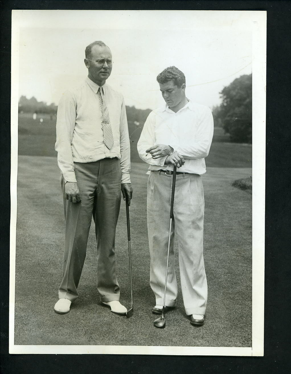 Phil Perkins & Lawson Little 1934 US Open Golf Championship Merion Press Photo Poster painting