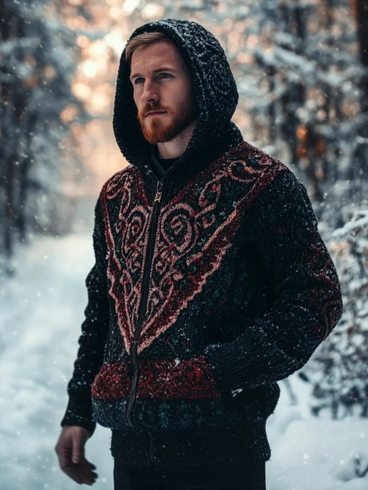 Welsh Celtic Pattern Men's Hooded Sweater