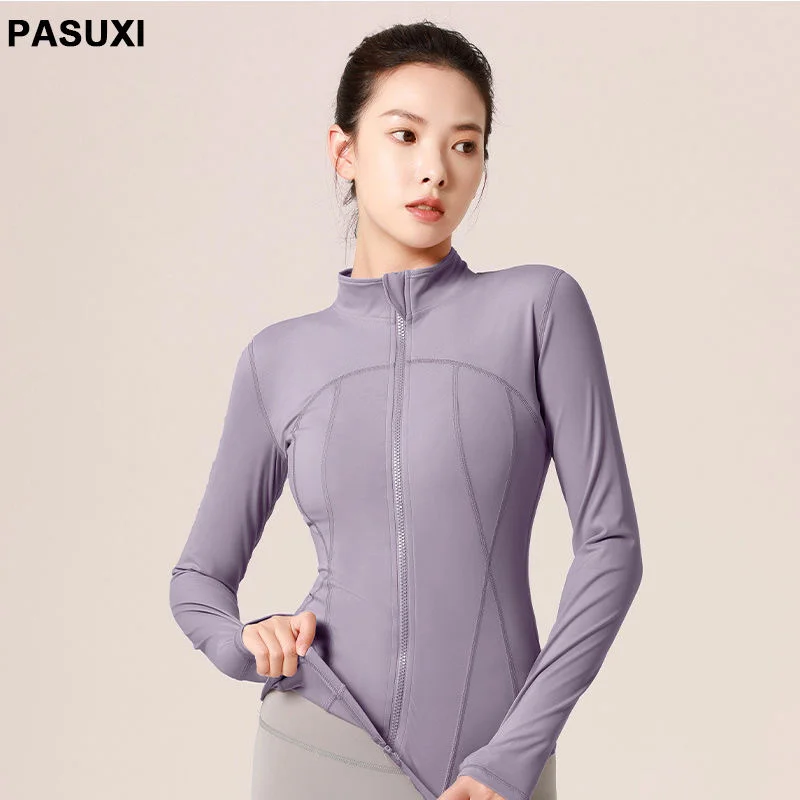 PASUXI Custom Sports Gym Yoga Wear Workout Women Zip Fitness Plus Size Long Sleeve Jacket Warm Women Sport Top