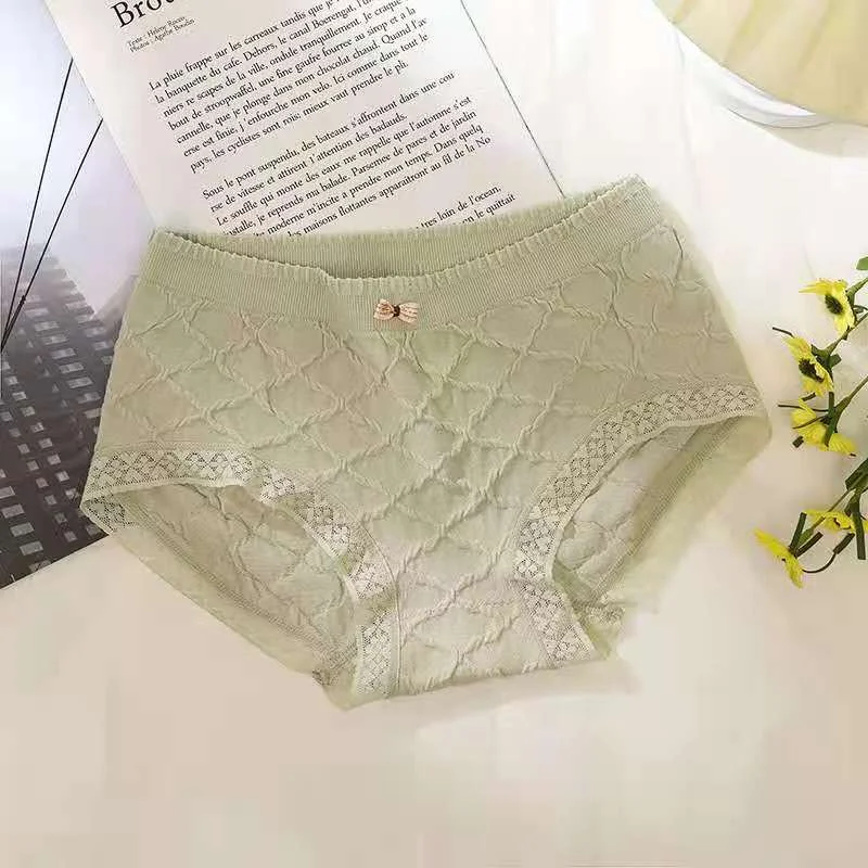 New Women's Cotton Underwear Sexy Lace Panties Fashion Seamless Plus Size Comfort Briefs Mid Waist Seamless Underpants Lingerie