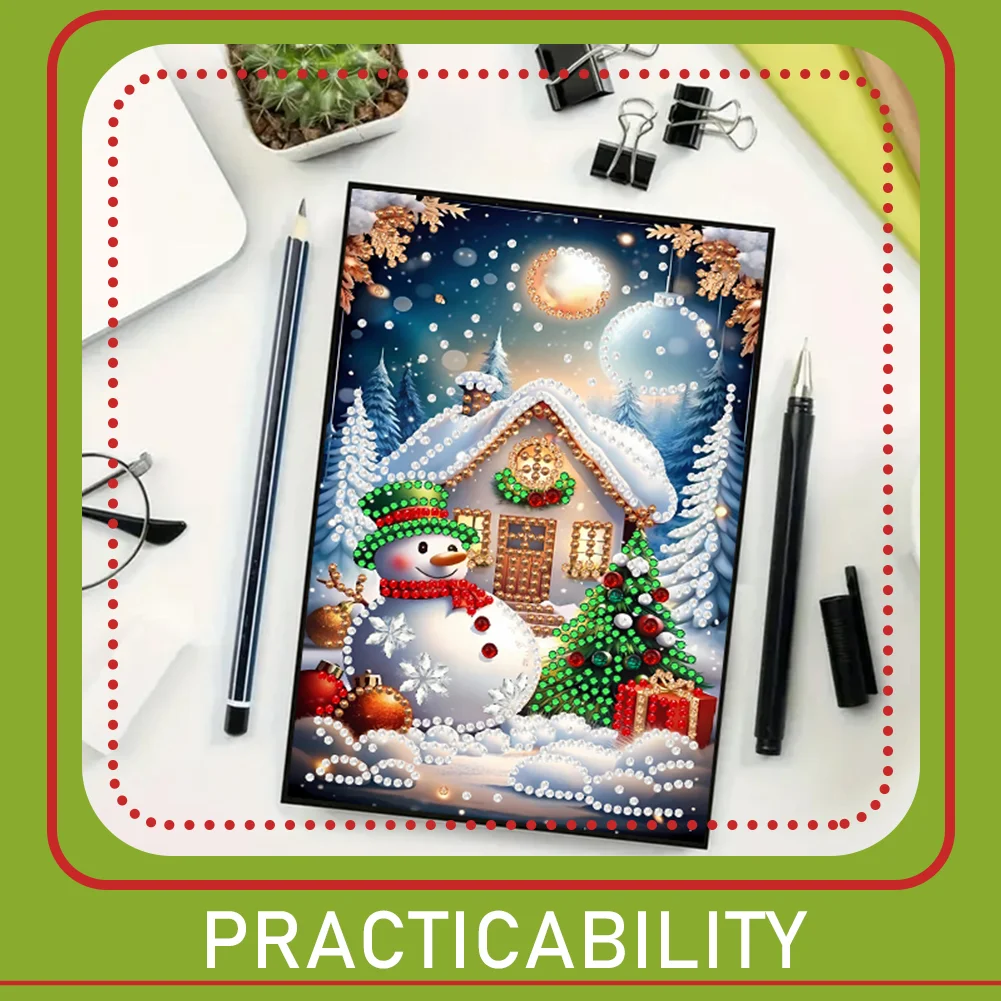 2pcs 50-Page A5 Christmas Diamond Painting Notebook for Adults Holiday Gift