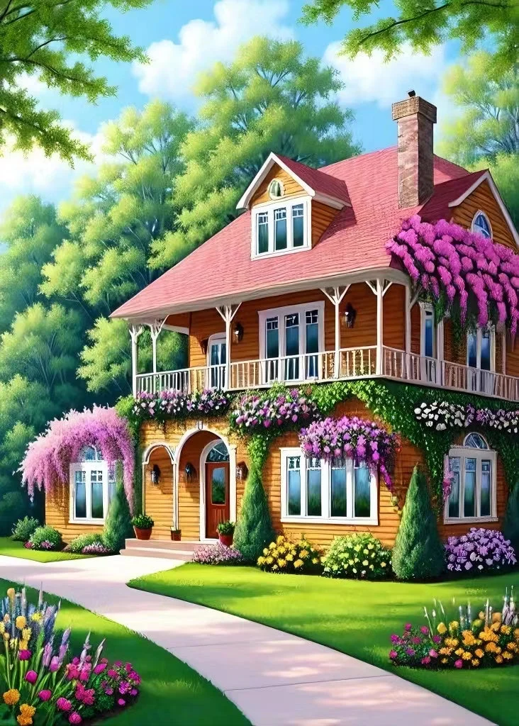 AB luxurious polyester cloth diamond Painting Kits | house