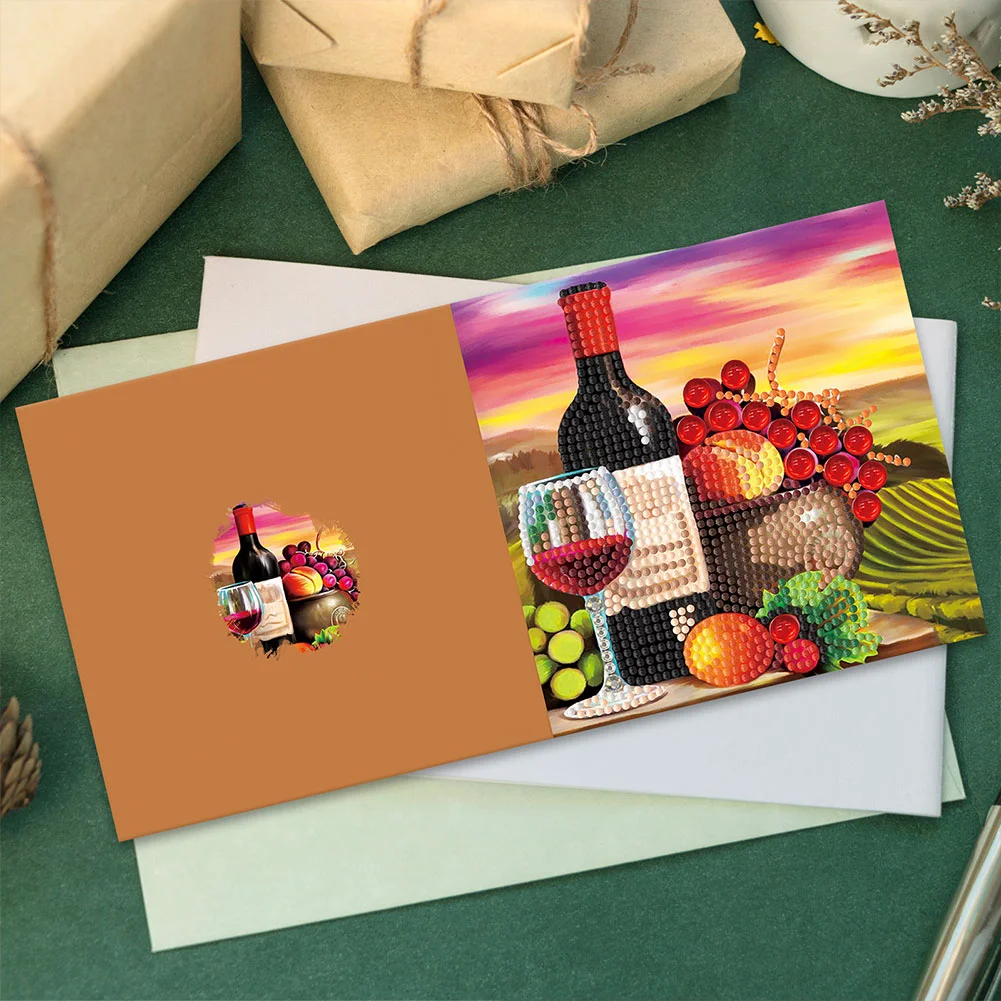 8pcs DIY Diamond Painting Greeting Cards with Envelopes Mosaic Postcards
