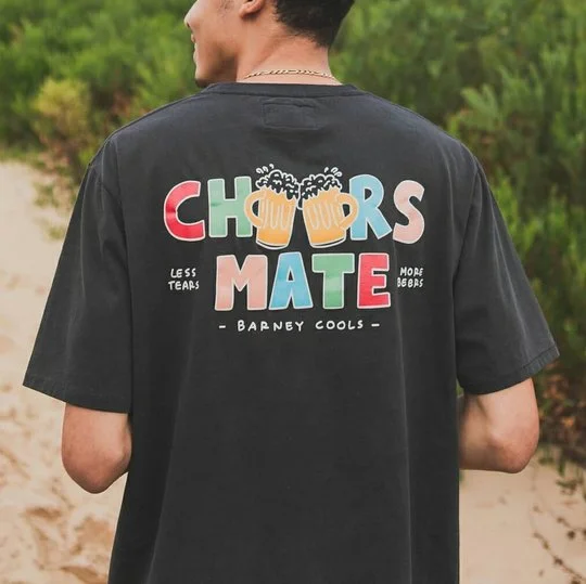 Cheers Mate Funny Print T-shirt -  