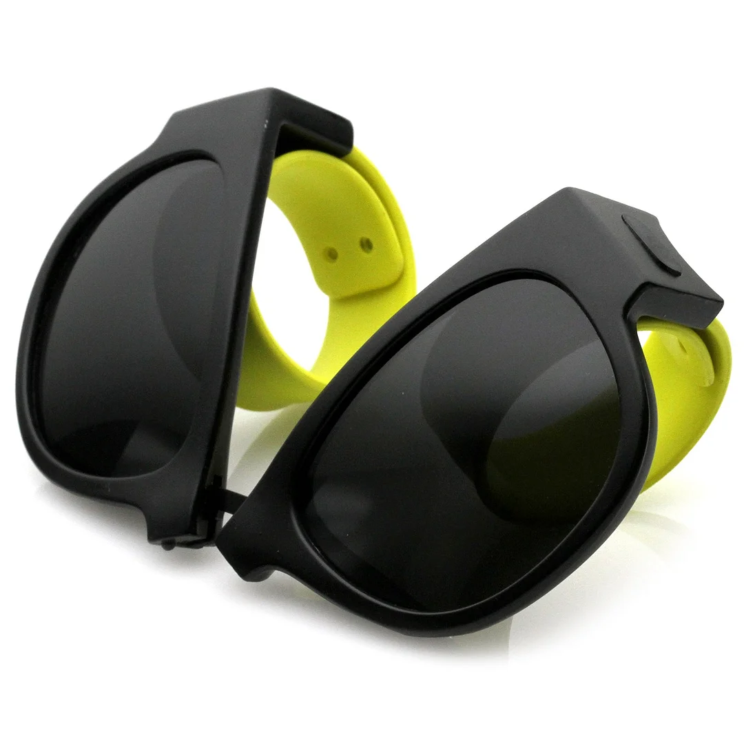 Portable Rubber Snap Arms Square Lens Foldable Horn Rimmed glasses 53mm