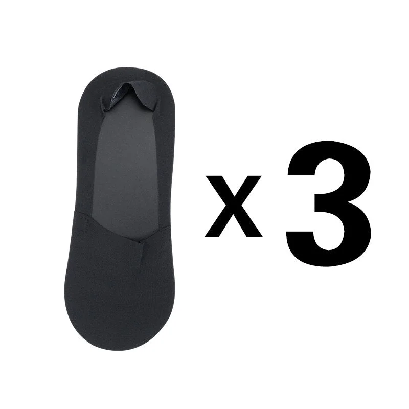 3Pairs Summer Breathable Invisible Boat Socks Non-slip Male Ice Seamless Silicone Shallow Ankle Low Cut Short No Show Sock