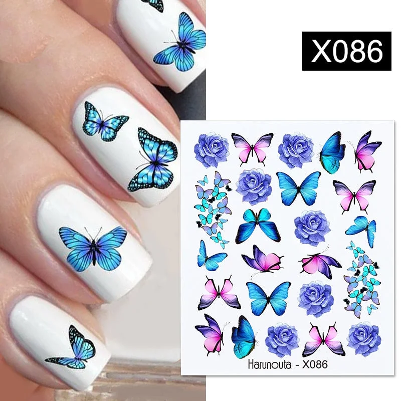 Harunouta Spring Water Nail Decal And Sticker Flower Leaf Tree Green Simple Summer DIY Slider For Manicuring Nail Art Watermark