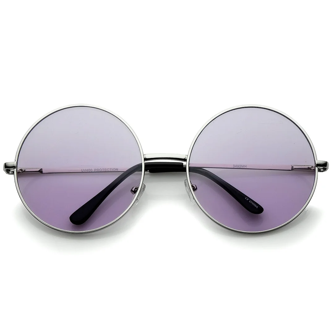 Super Oversize Slim Temple Colorful Lens Round glasses 61mm