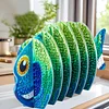 Gr&uuml;ner Fisch 5d DIY Tiermuster Diamantmaler-Untersetzer mit Halter Startseite