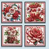 (4 Pack) Red Fruit And Red Flower - Special Shaped Diamond Painting - 30*30CM