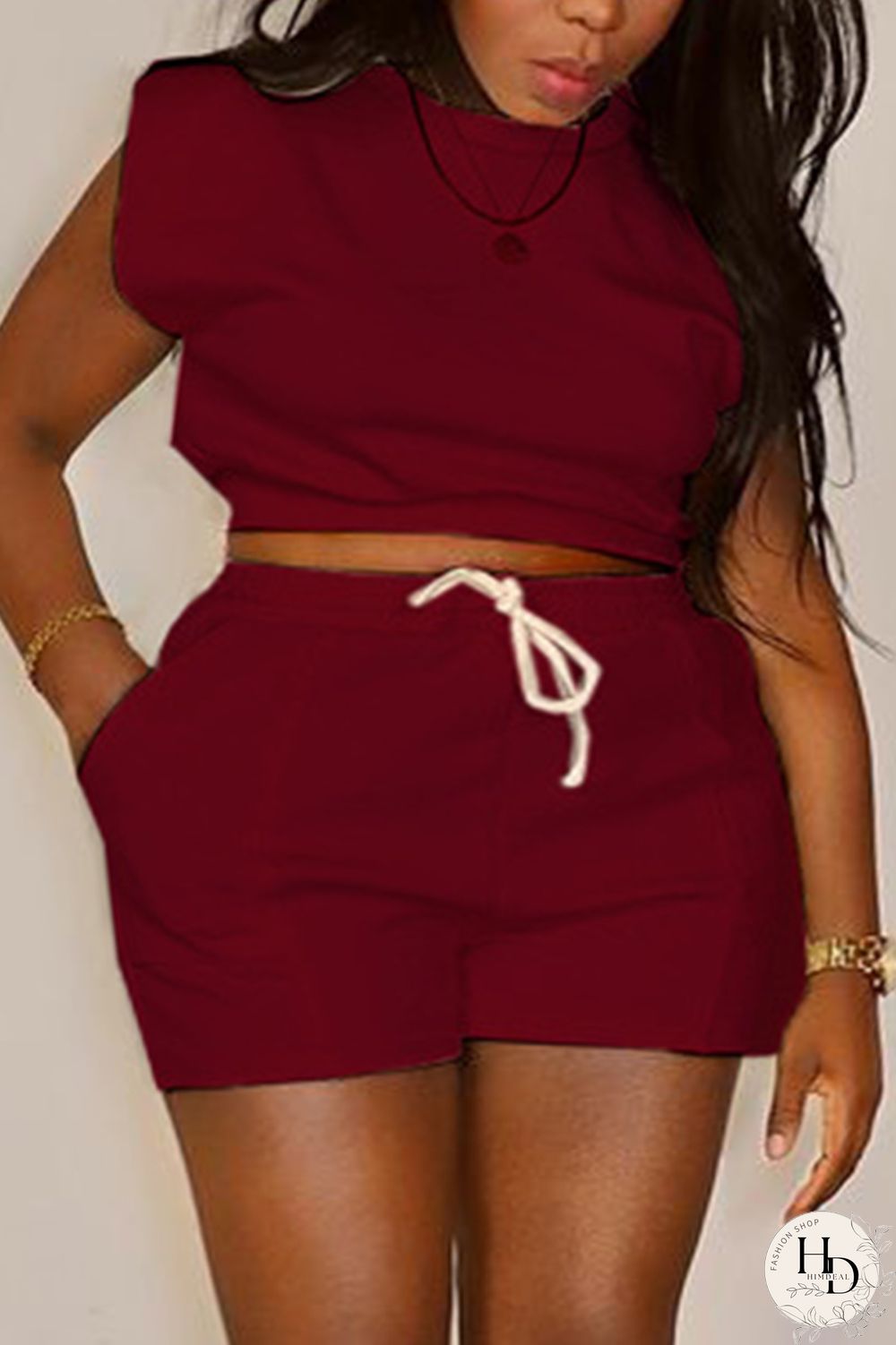 White Casual Solid Patchwork O Neck Sleeveless Two Pieces