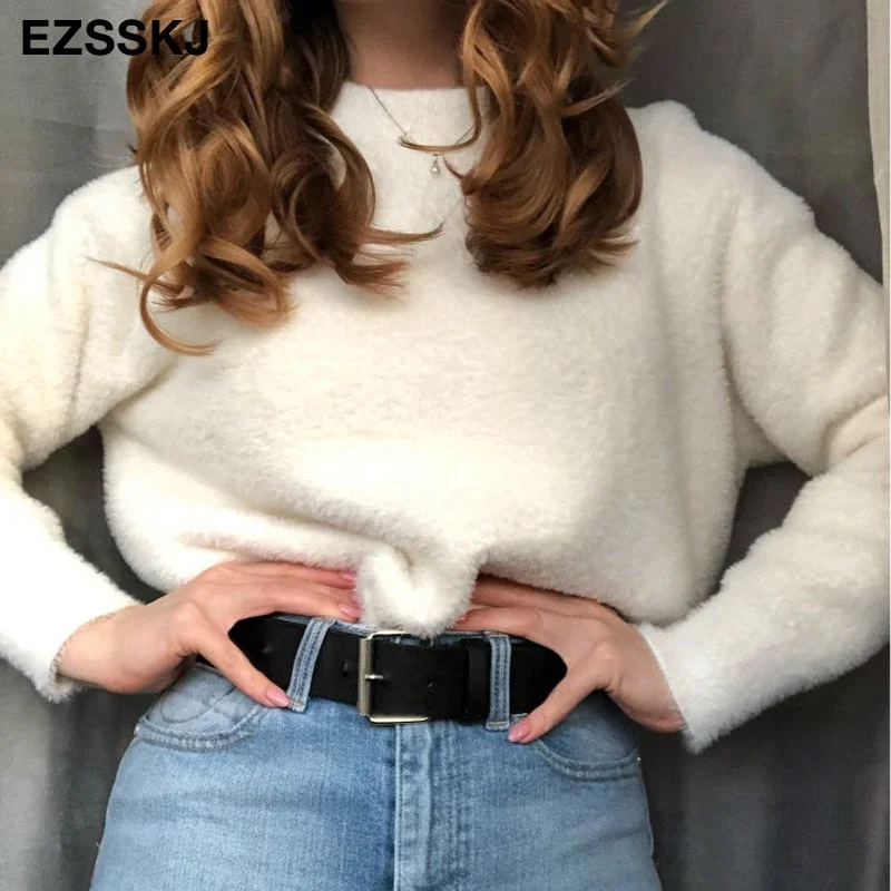autumn winter oversize thick mink cashmere sweater poullovers women batwing sleeve 2019 female casual warm fur sweater jumper